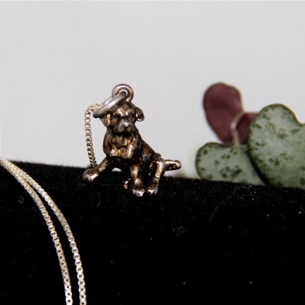 Sterling Silver Dog Pendant Necklace 925 Box Chain Puppy Labrador Retriever 18in